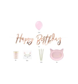 PARTYDECO - Kits de fête Cat 6 pièces, Rose