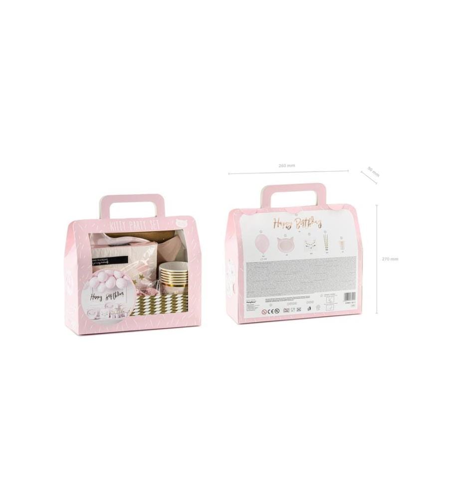 PARTYDECO - Partyset Cat 6-teilig, Rosa