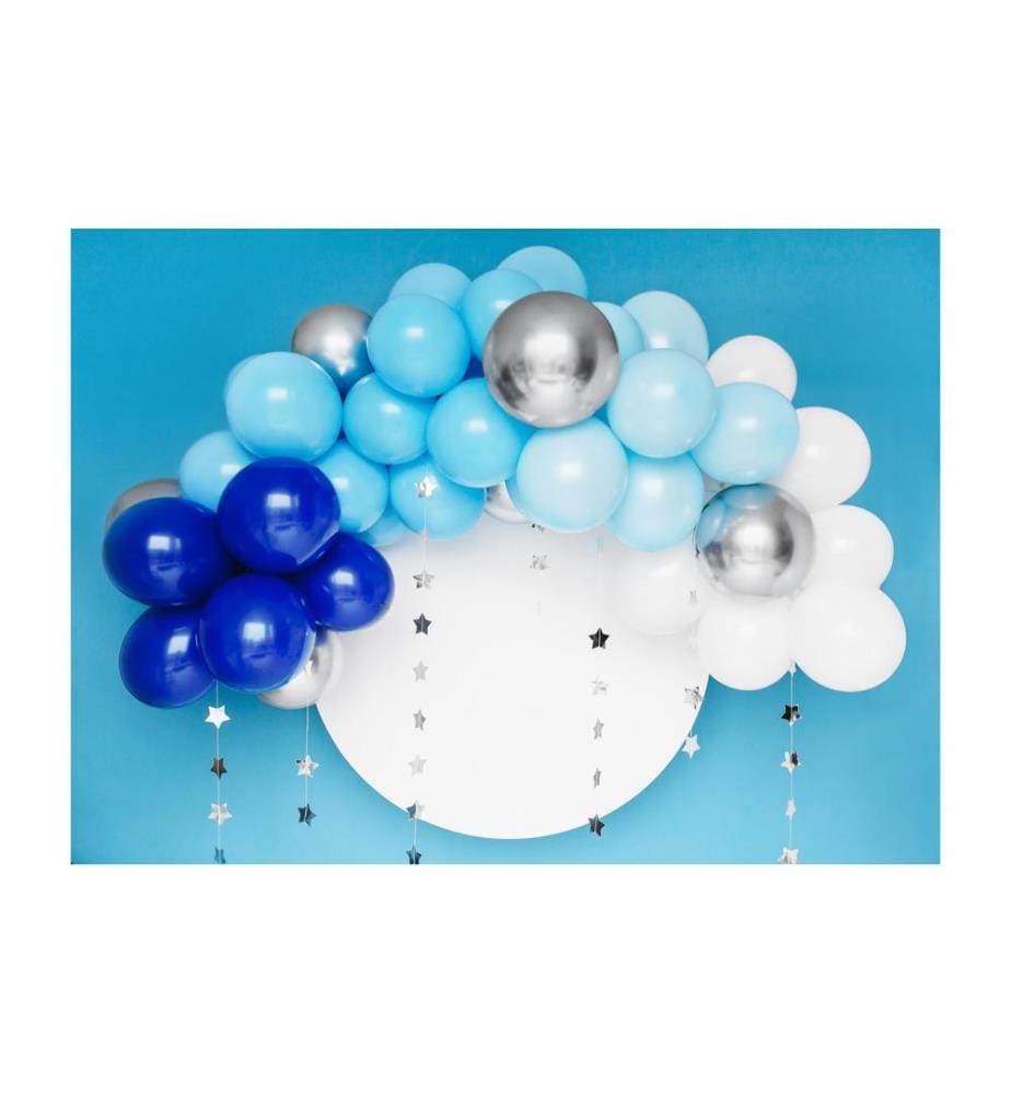 PARTYDECO - Luftballon Girlande Blau-Silber 2 m, 60 Ballons