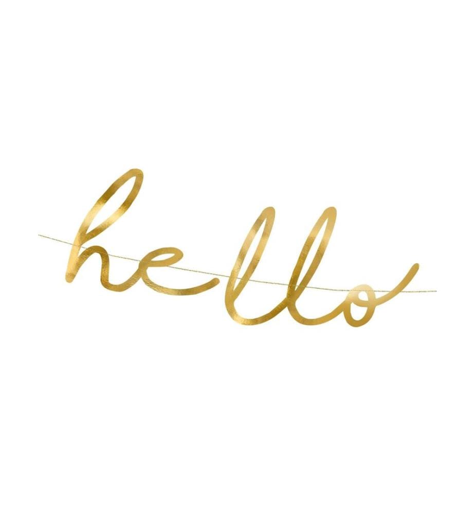 PARTYDECO - Girlande Hello Baby 0.7 m, Gold