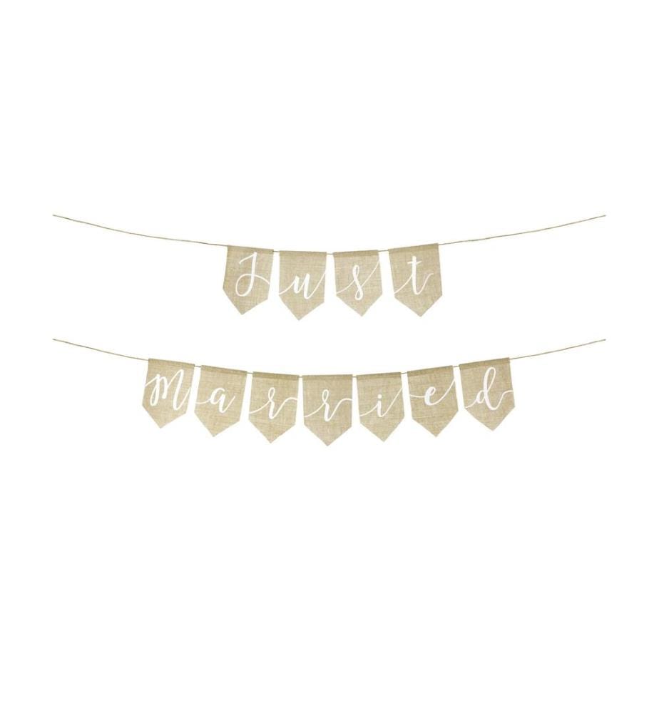 PARTYDECO - Girlande Just Married Braun/Weiss