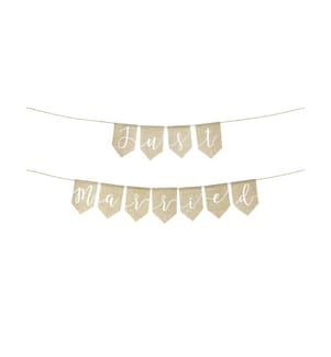 PARTYDECO - Girlande Just Married Braun/Weiss