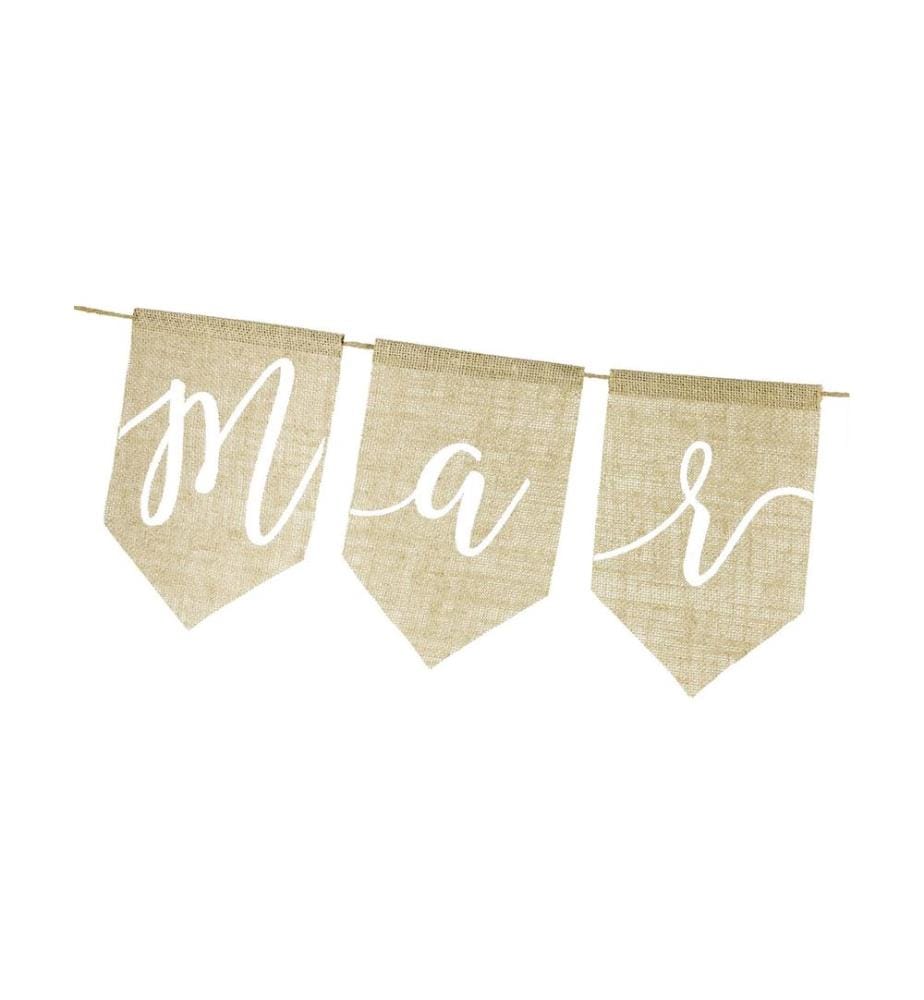 PARTYDECO - Girlande Just Married Braun/Weiss