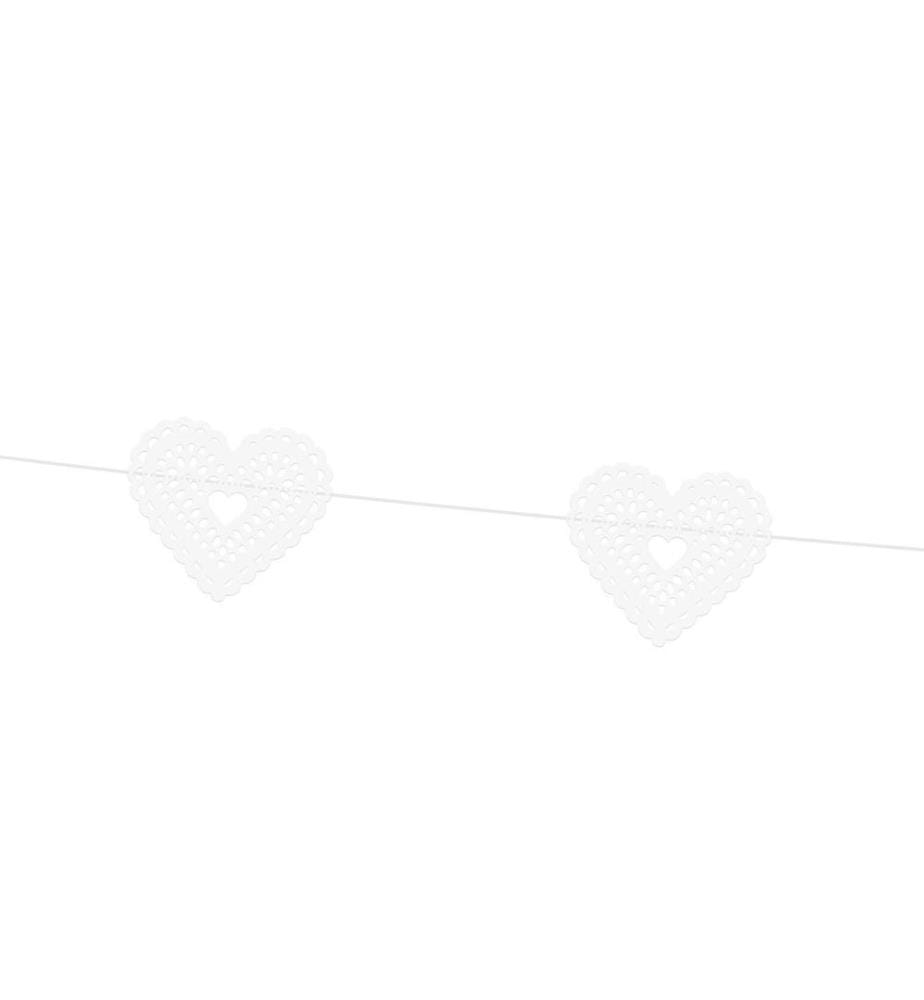 PARTYDECO - Girlande Herzen 1.8 m, Weiss