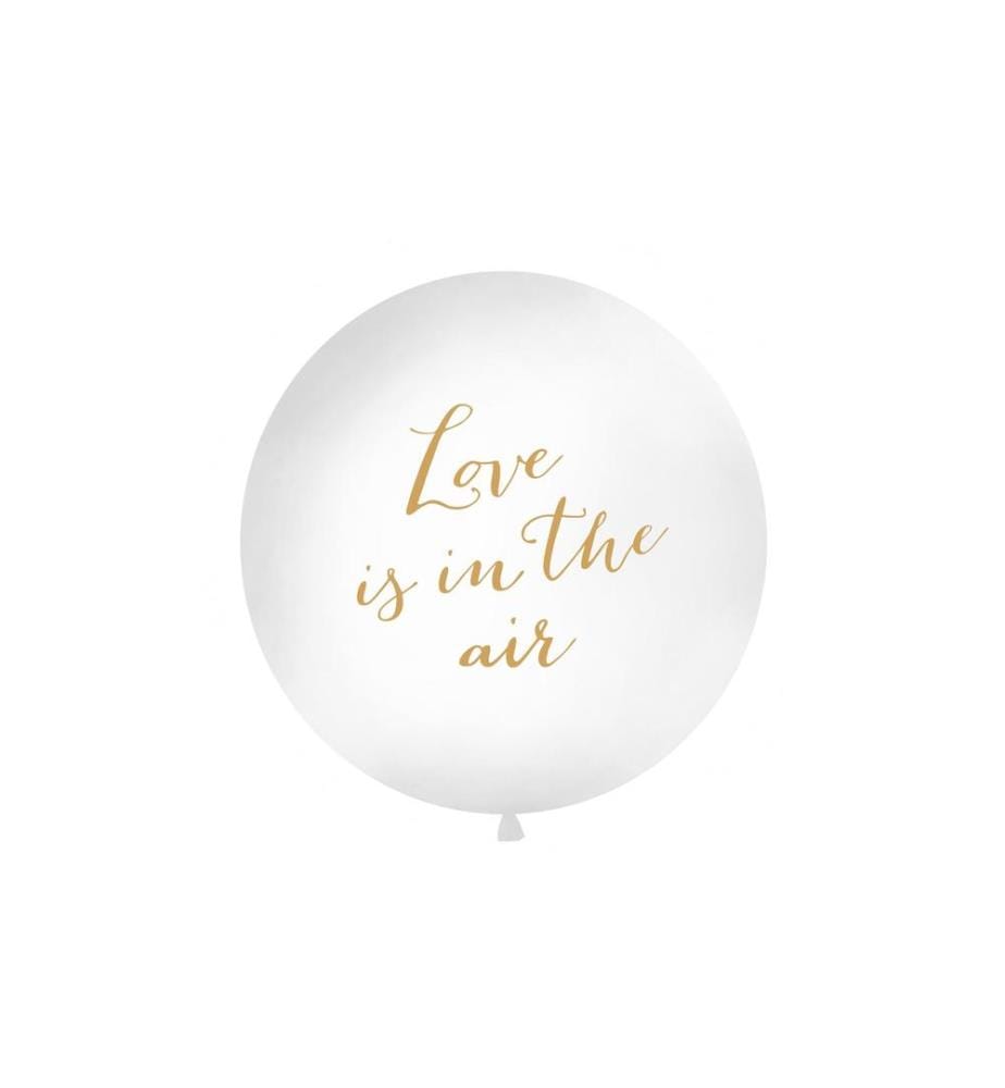 PARTYDECO - Ballon de baudruche Love is in the air Ø 1 m, Doré/Blanc