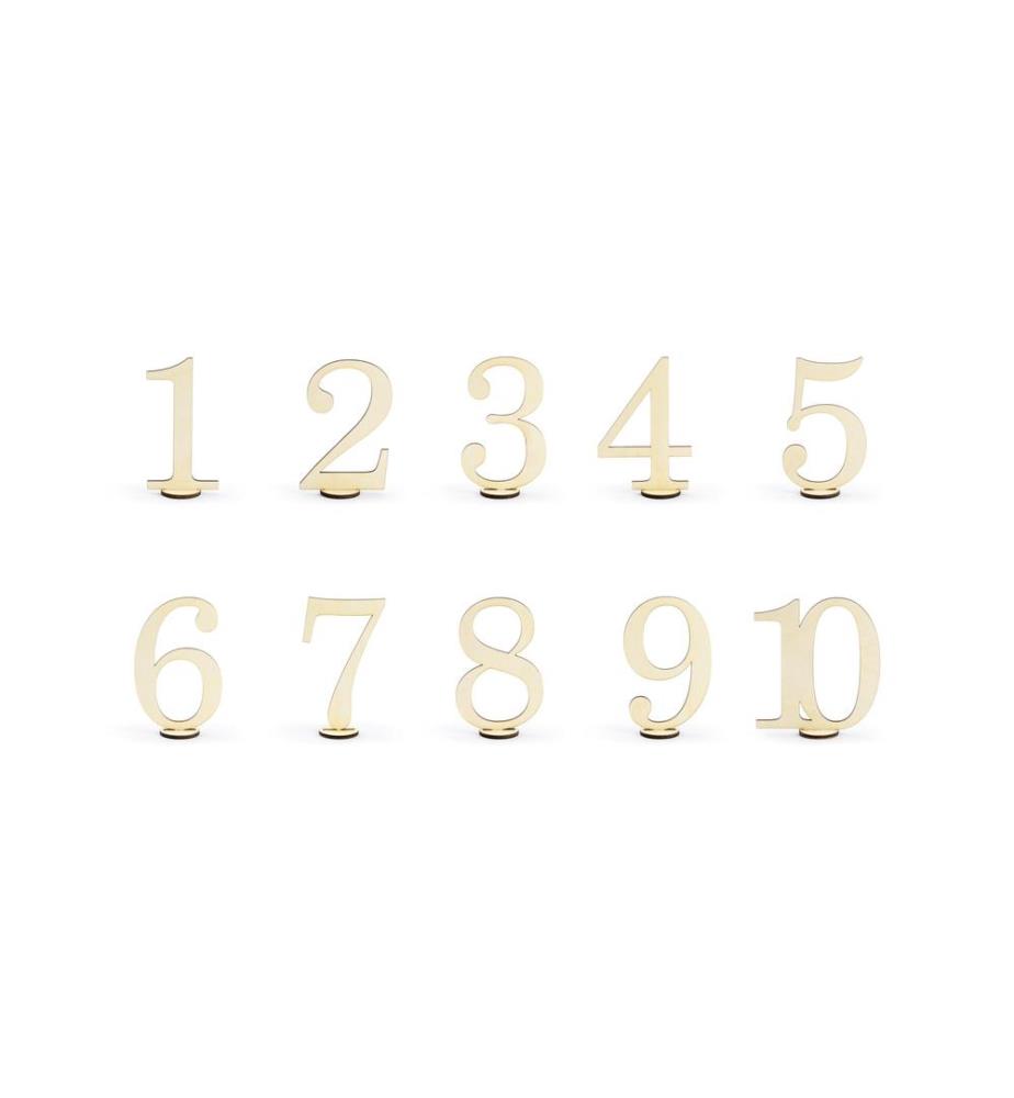 PARTYDECO - Marque-place de table Numéros 10.5 cm, 10 pièces, bois