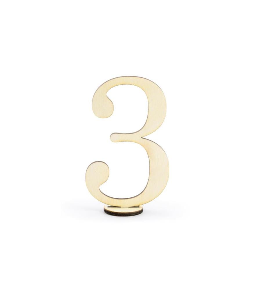 PARTYDECO - Marque-place de table Numéros 10.5 cm, 10 pièces, bois