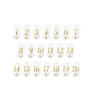 PARTYDECO - Marque-place de table Numéros 7 x 12 cm, 20 pièces, transparent/doré