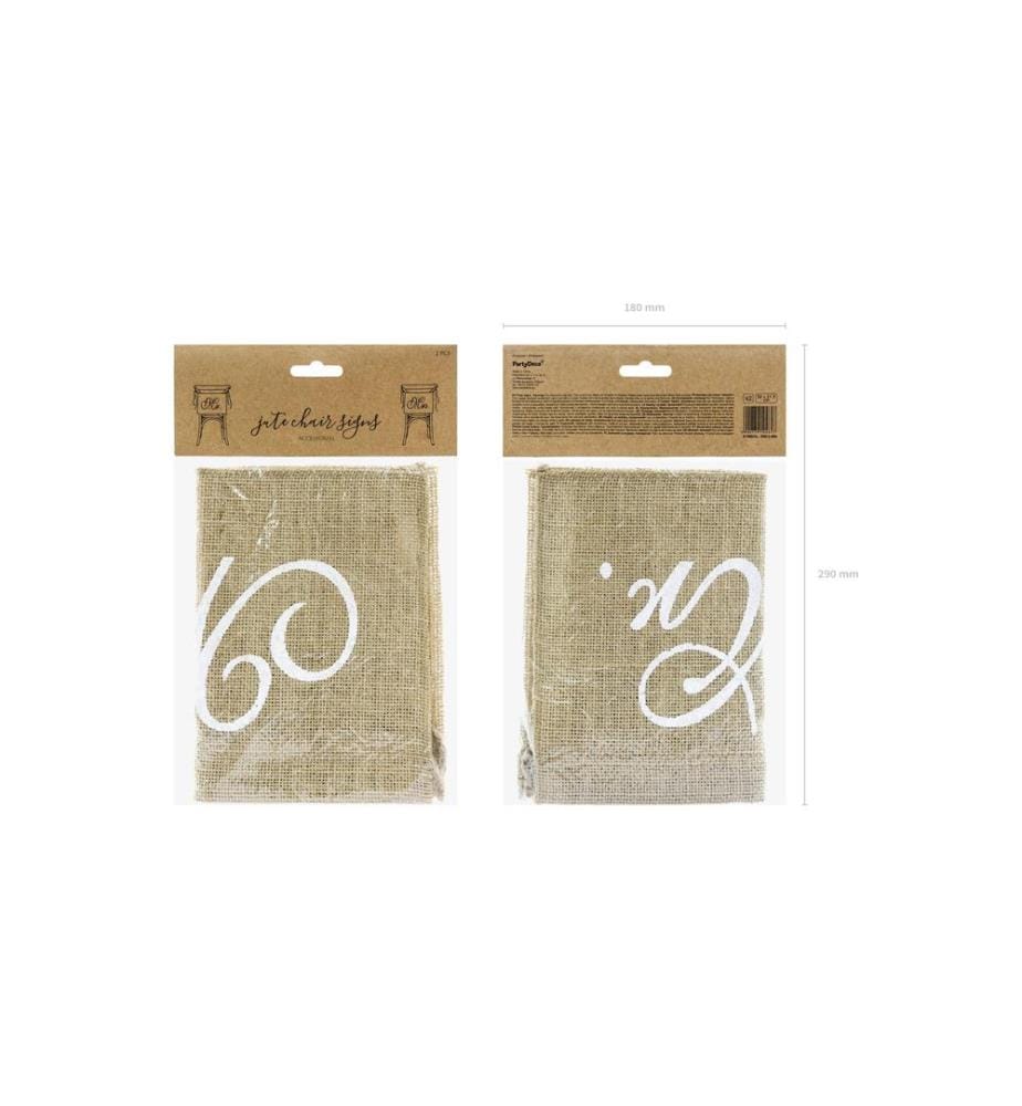 PARTYDECO - Hochzeitsaccessoire Stuhlschild Mr Mrs 30 x 21.5 cm, Braun