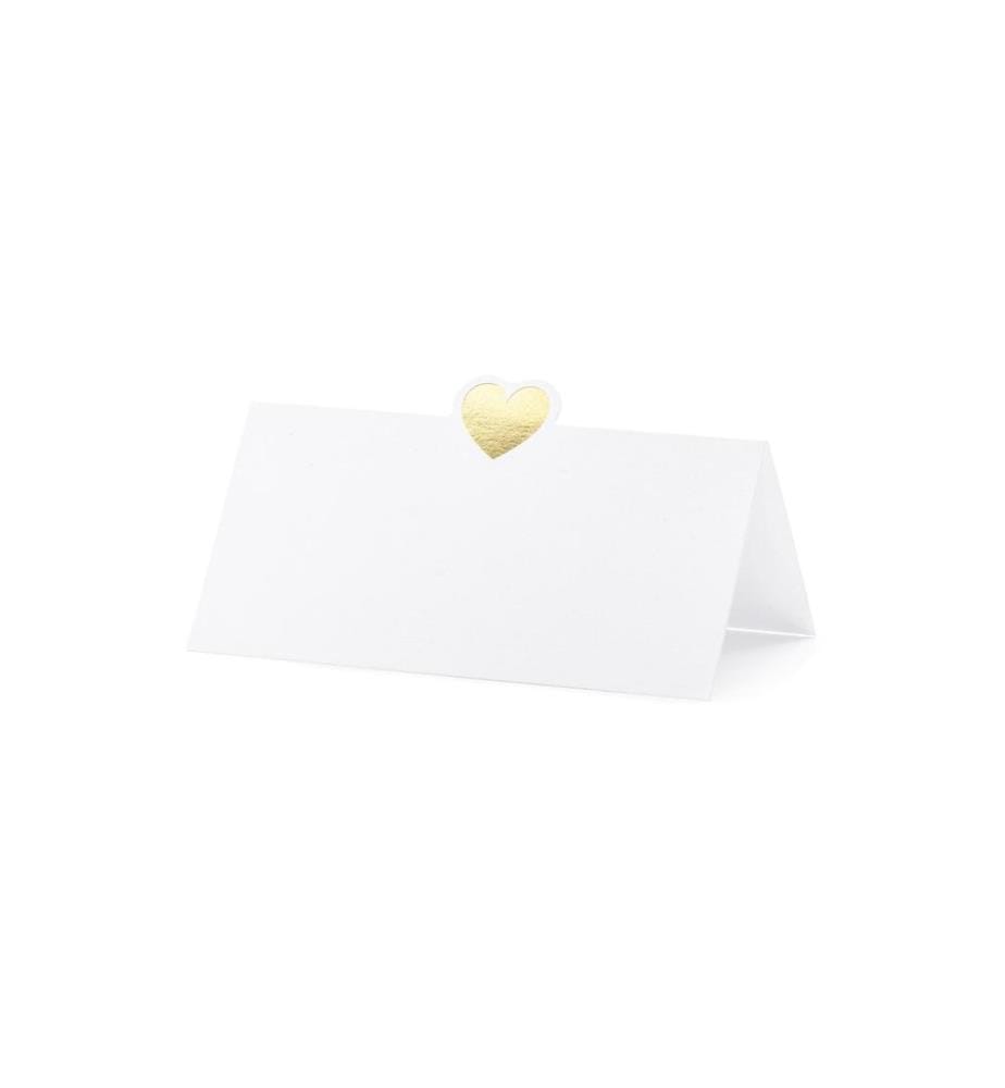 PARTYDECO - Marque-place de table Coeur 10 x 5 cm, 10 pièces, or