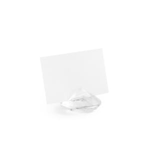 PARTYDECO - Tischkarte Halter Diamanten 4 cm, 10 Stück, Transparent