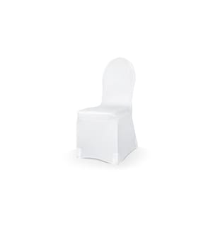 PARTYDECO - Stoff Stuhlhusse elastisch, onsize, 200g, 1 Stück, Weiss