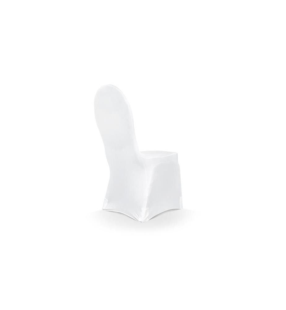 PARTYDECO - Stoff Stuhlhusse elastisch, onsize, 200g, 1 Stück, Weiss