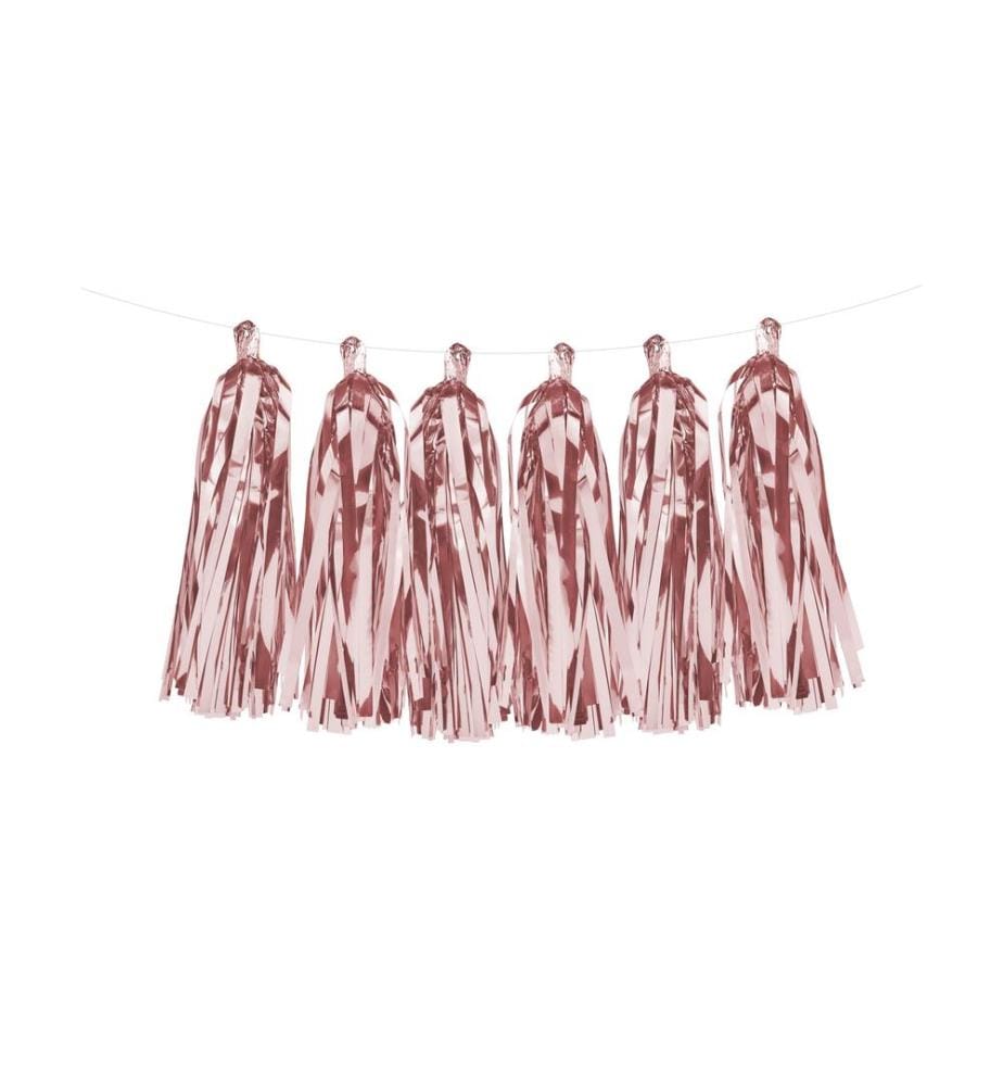 PARTYDECO - Girlande Quasten 1.5 m, 12 Pompons, Rosa
