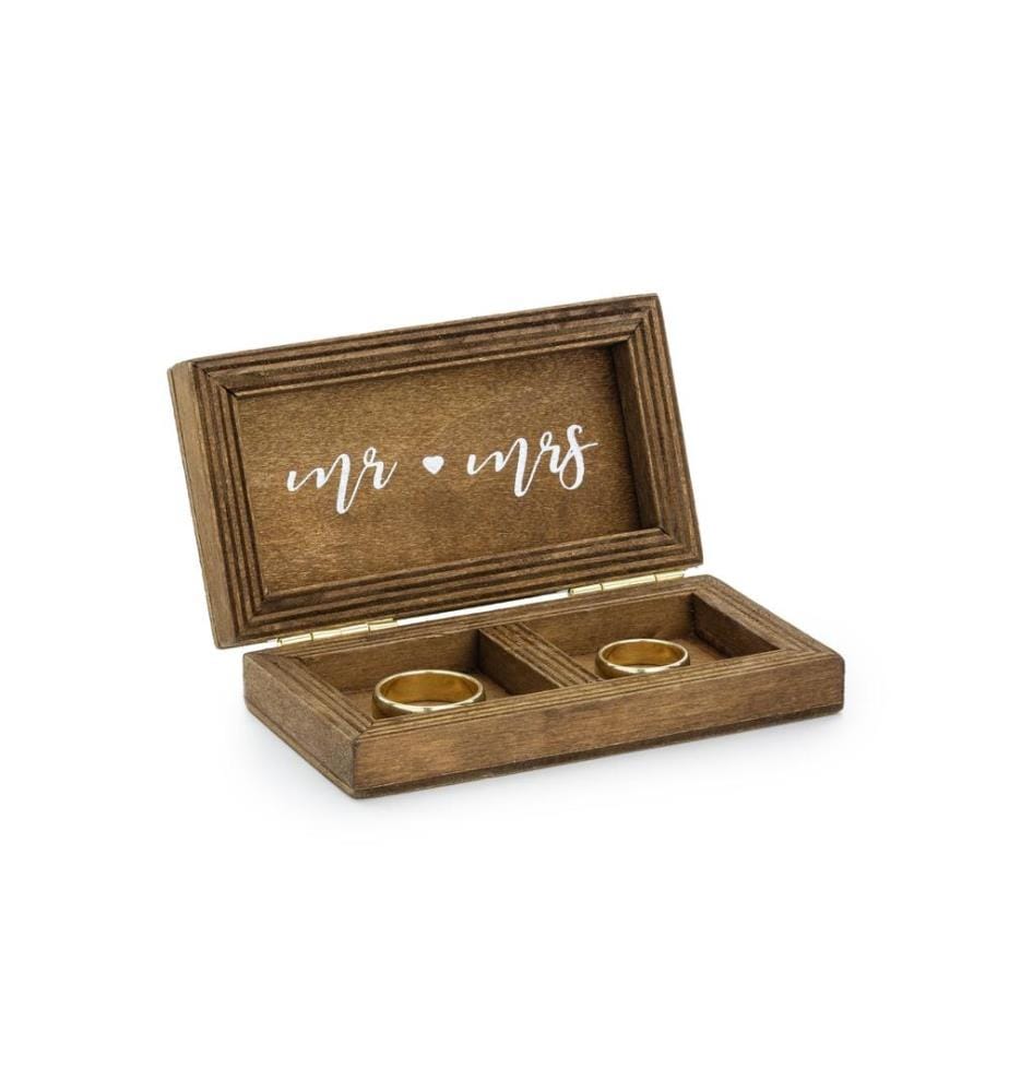 PARTYDECO - Hochzeitsaccessoire Ring Box Hochzeit 10 x 5.5 x 2 cm, Braun