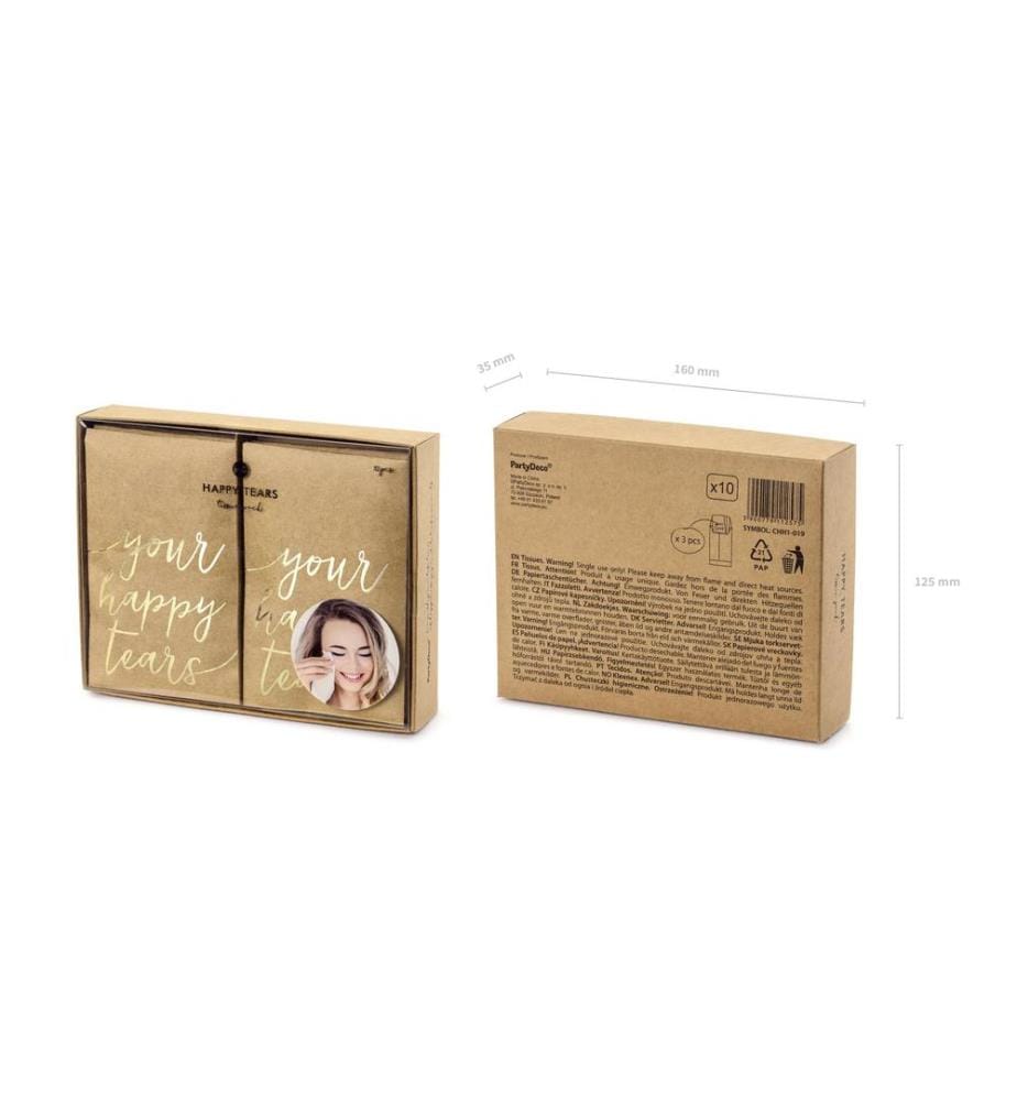 PARTYDECO - Hochzeitsaccessoire Your happy tears 7.5 x 12 cm, Braun
