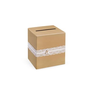 PARTYDECO - Hochzeitsaccessoire Kartenbox 24 x 24 x 24 cm, Braun