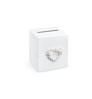 PARTYDECO - Hochzeitsaccessoire Kartenbox 24 x 24 x 24 cm, Weiss