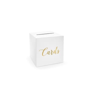PARTYDECO - Hochzeitsaccessoire Kartenbox Cards 24 x 24, Weiss/Gold