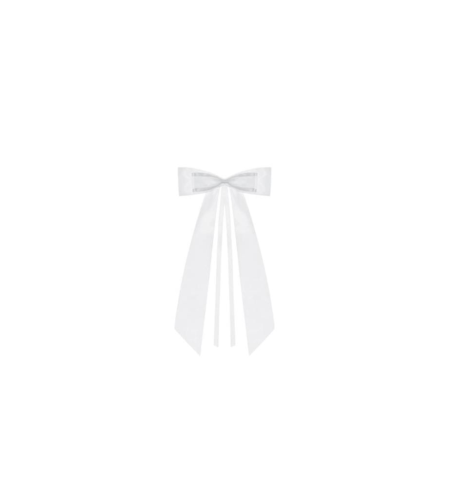 PARTYDECO - Hochzeitsaccessoire Autodeko Schleife Satin 14 cm, Weiss
