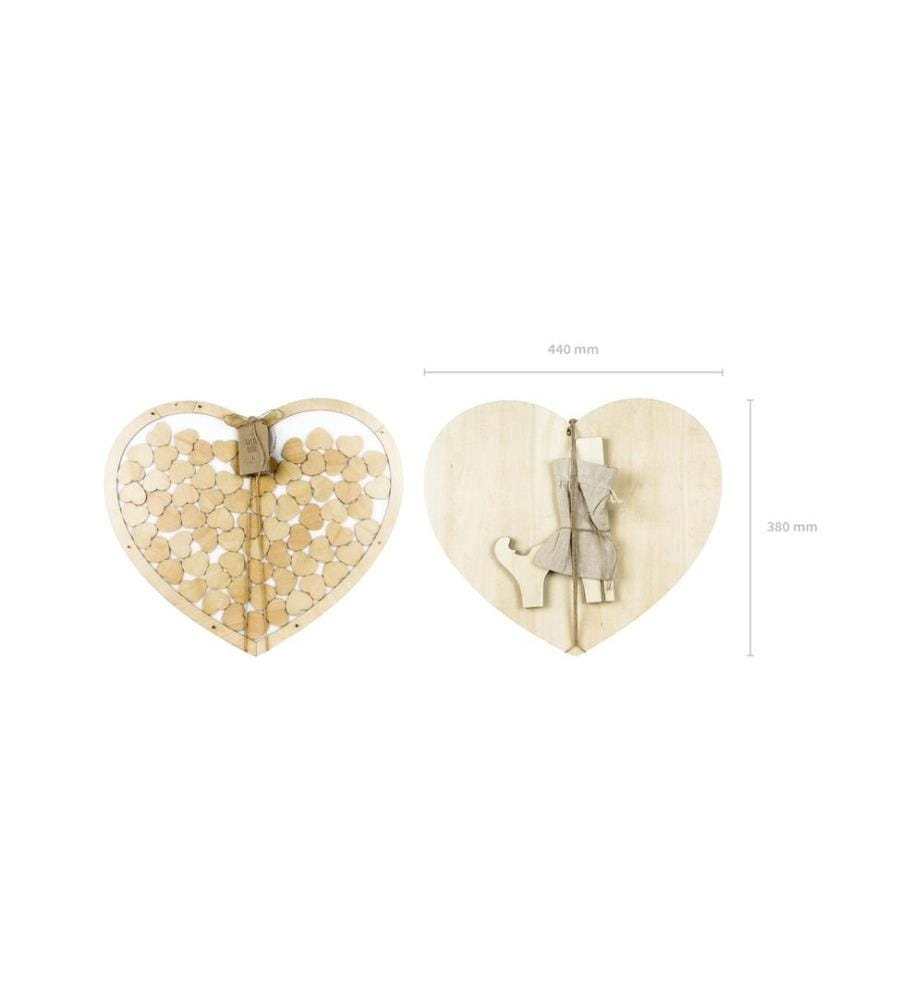 PARTYDECO - Hochzeitsaccessoire Herz aus Holz 44 x 37.5 cm, Braun