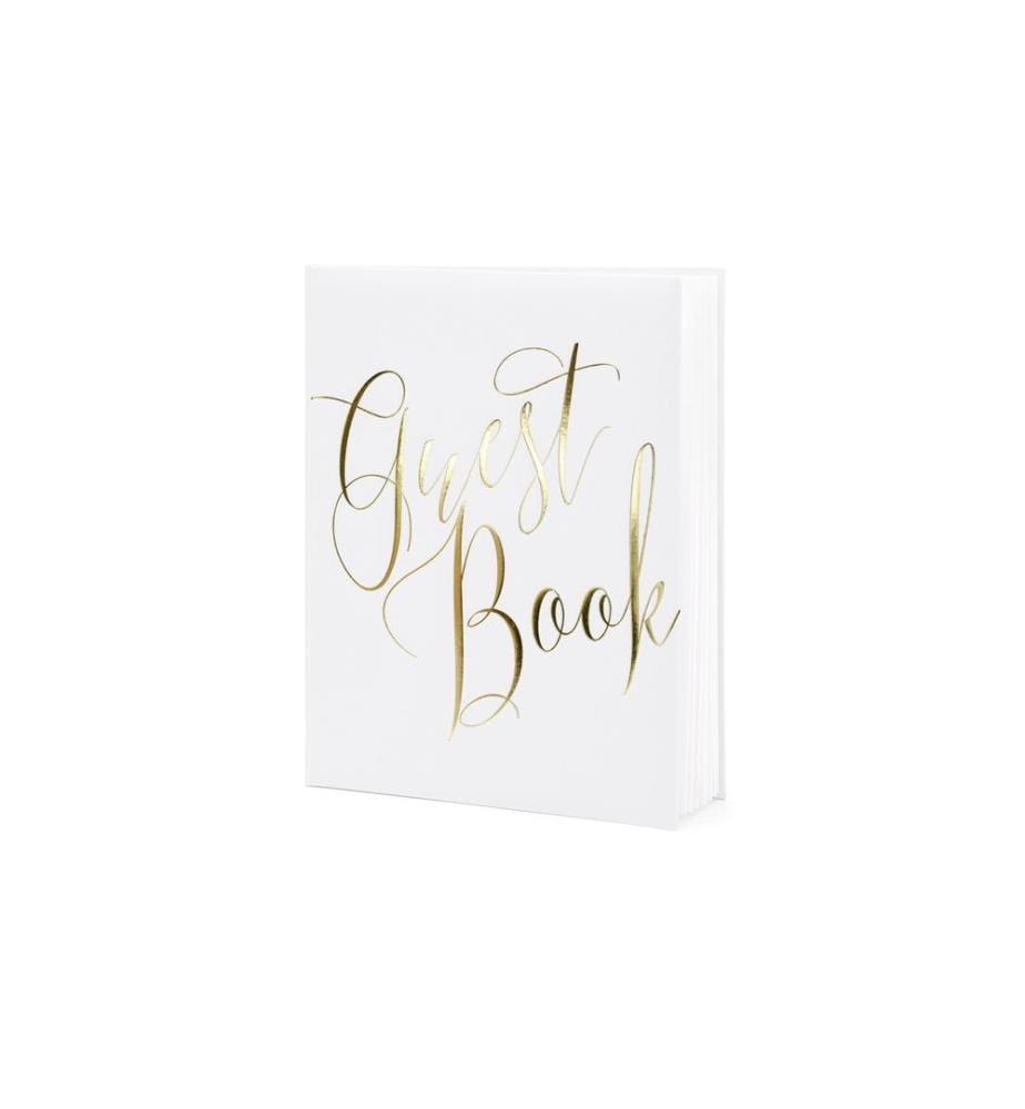 PARTYDECO - Gästebuch Guest Book 20 x 24.5 cm, Weiss/Gold
