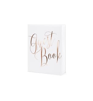 PARTYDECO - Livre d'or Guest Book 20 x 24.5 cm, blanc/or rose