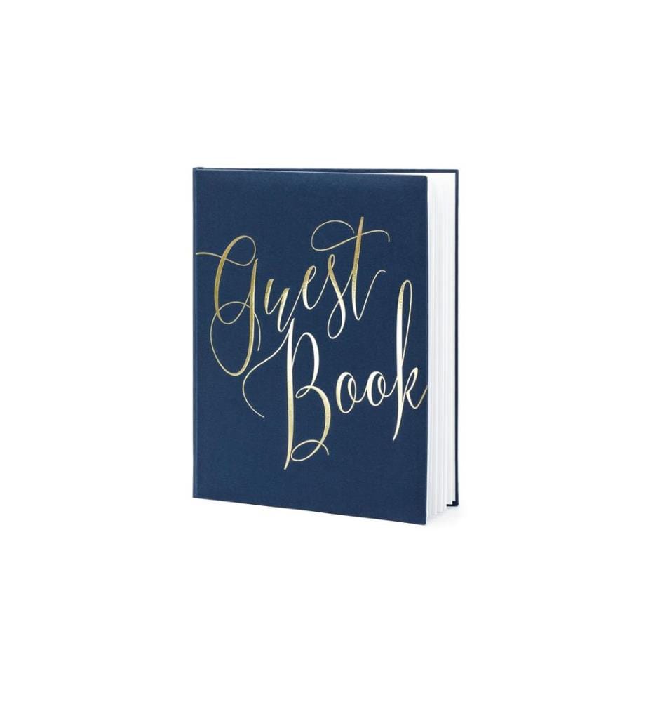 PARTYDECO - Livre d'or Guest Book 20 x 24.5 cm, bleu/doré