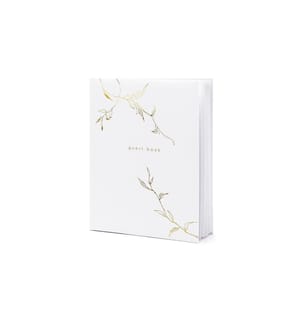 PARTYDECO - Livre d'or Guest Book 20 x 24.5 cm, or/blanc