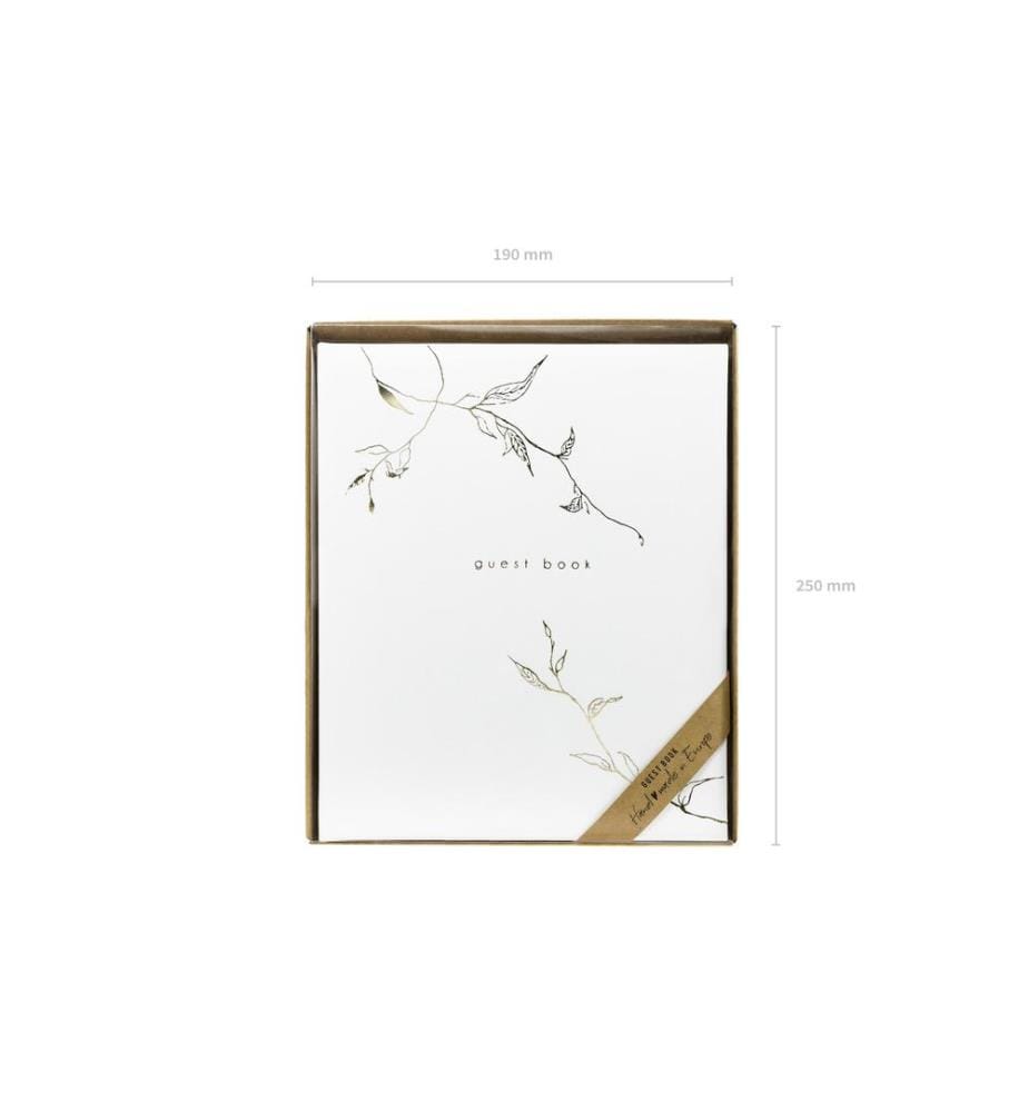 PARTYDECO - Gästebuch Guest Book 20 x 24.5 cm, Gold/Weiss