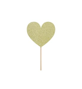 PARTYDECO - Topper pour gâteau Coeurs 11 cm, 6 pièces, or