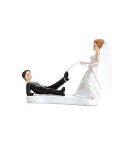 PARTYDECO - Topper pour gâteau Figure Corde de mariée et de marié blanc/noir