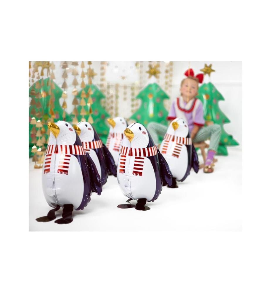 PARTYDECO - Folienballon Penguin Rot/Schwarz/Weiss