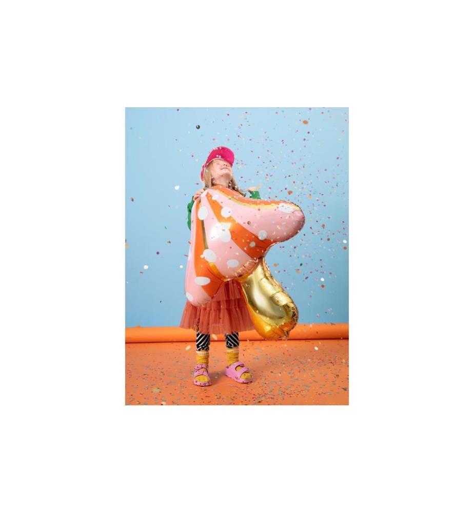 PARTYDECO - Folienballon Pilz Gold/Orange/Rosa