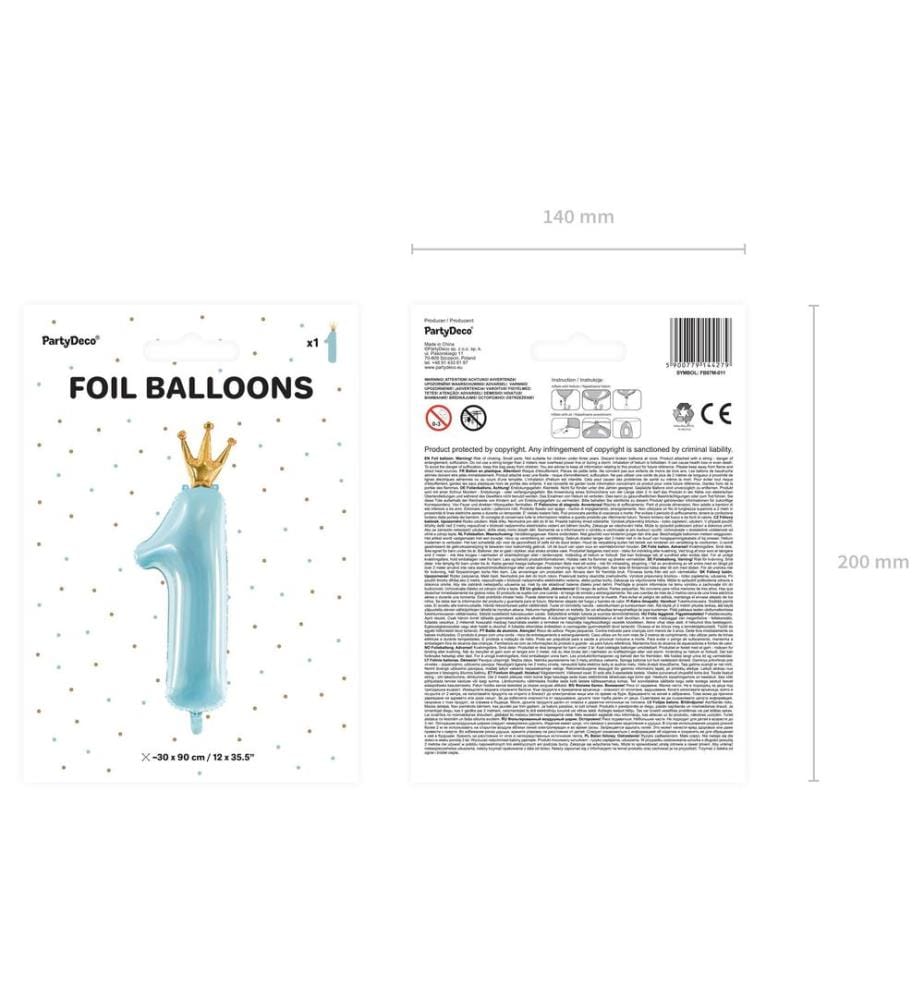 PARTYDECO - Folienballon Number 1 Blau/Gold
