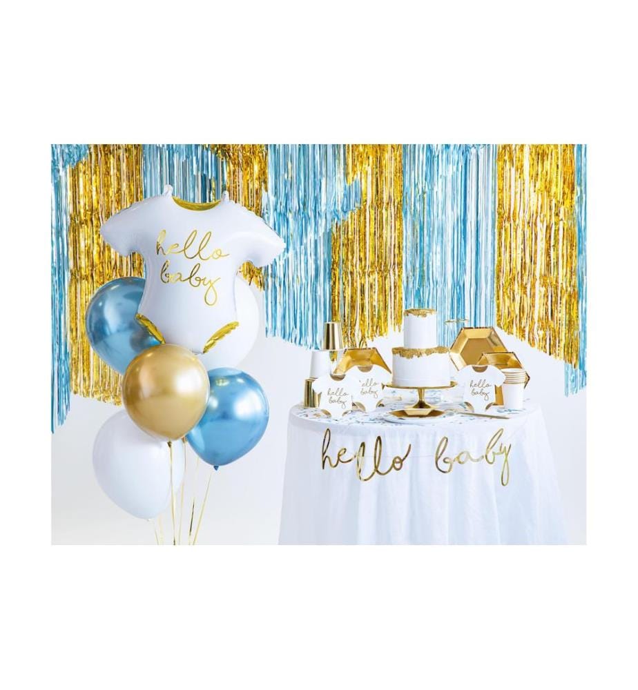 PARTYDECO - Folienballon Baby romper Gold/Weiss