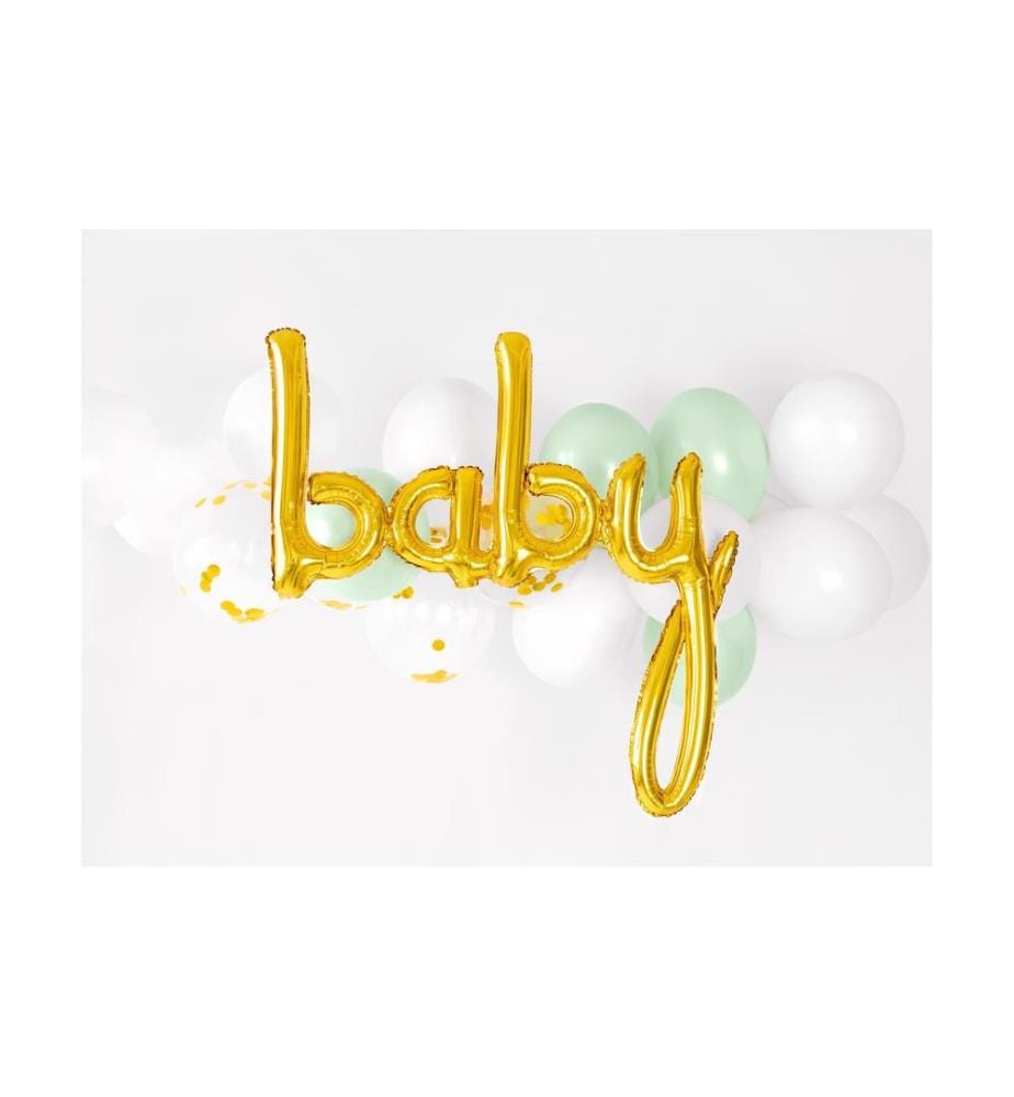PARTYDECO - Folienballon Baby 73.5 x 75.5 cm Gold, 1 Stück
