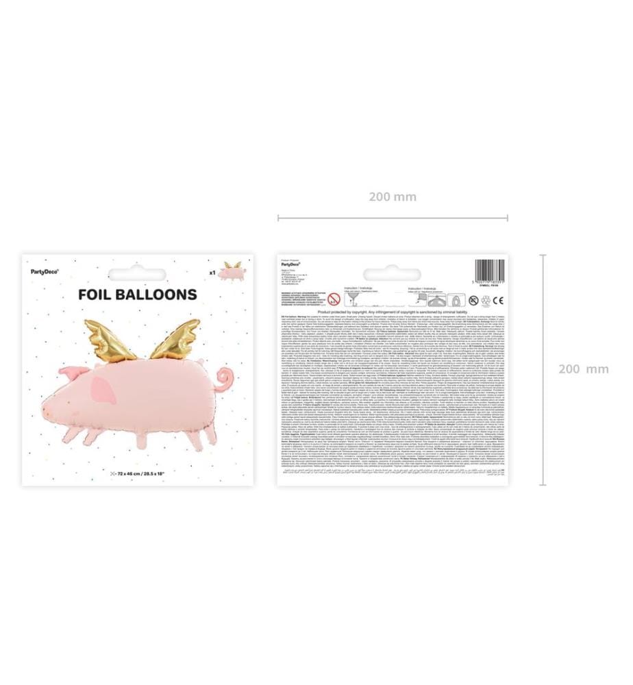 PARTYDECO - Folienballon Schwein 72 x 46 cm, Rosa