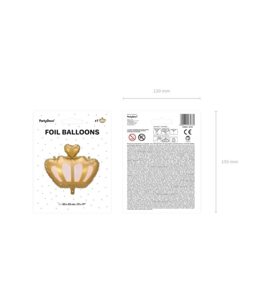 PARTYDECO - Folienballon Krone 52 x 42 cm, Gold