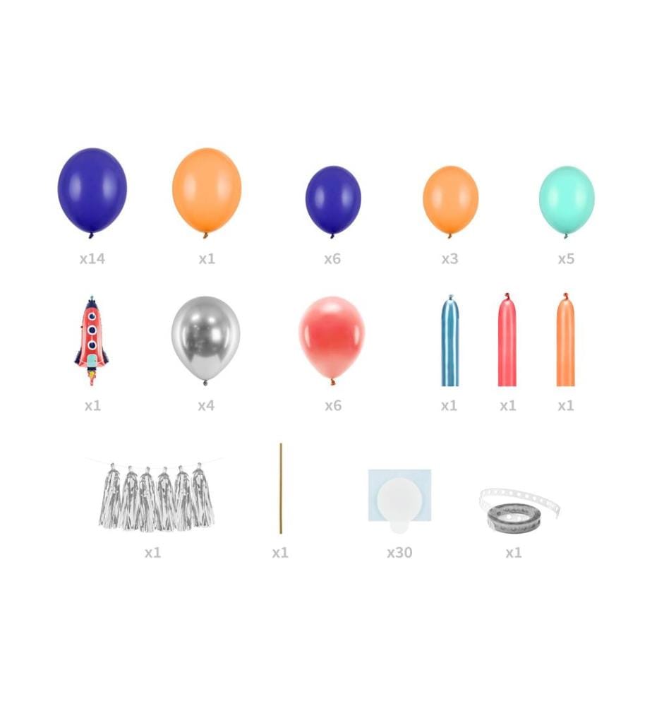 PARTYDECO - Luftballon Rakete Mehrfarbig, 154 x 130 cm, 15-teilig