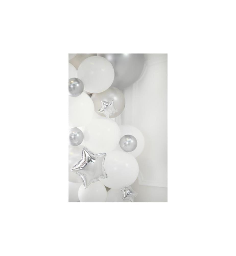 PARTYDECO - Luftballon Glossy Silber, Ø 12 cm, 50 Stück