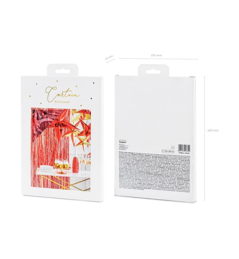 PARTYDECO - Partyaccessoire Vorhang 90 x 250 cm, Rot