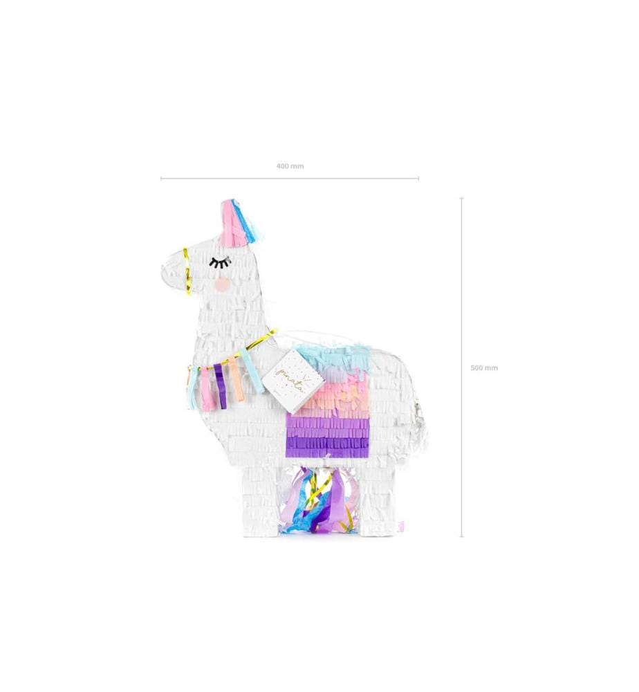 PARTYDECO - Pinata Lama, 41 x 49.5 x 10 cm, Weiss, 1 Stück