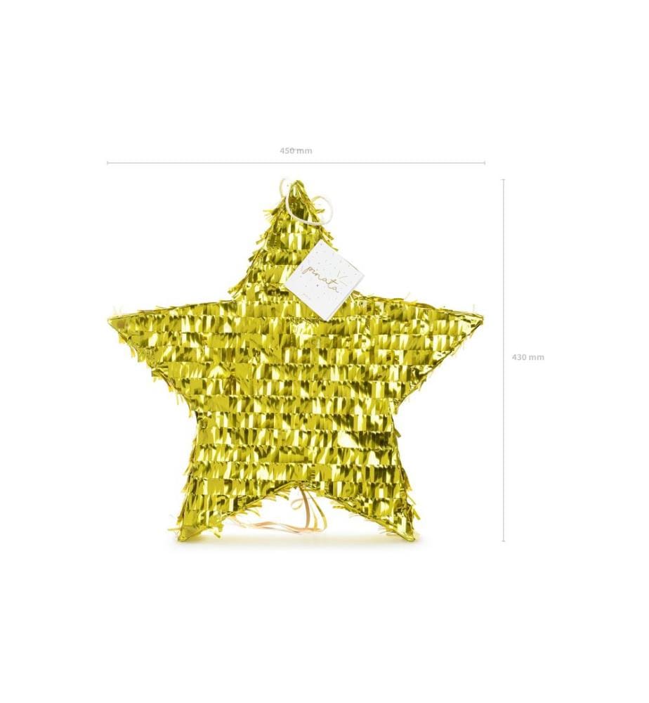 PARTYDECO - Pinata Stern, 44.5 x 42.5 x 9 cm, Gold, 1 Stück