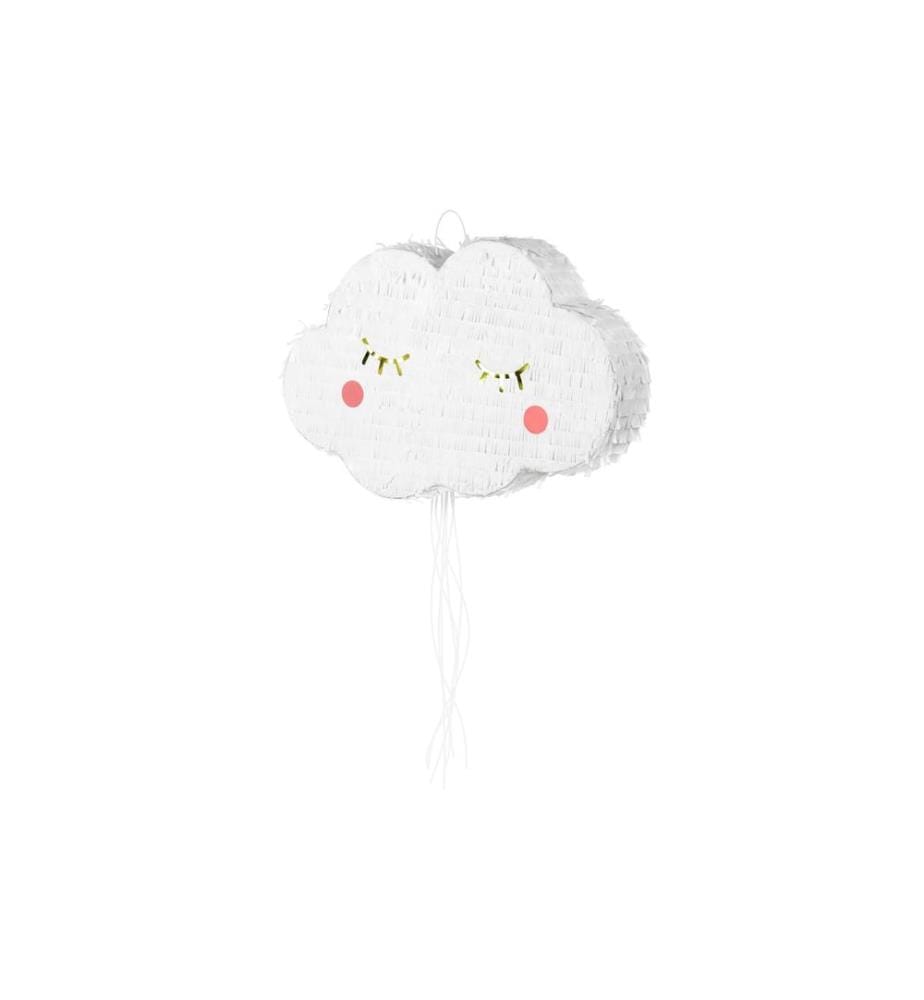 PARTYDECO - Pinata Wolke, 50 x 32 x 9 cm, Weiss, 1 Stück