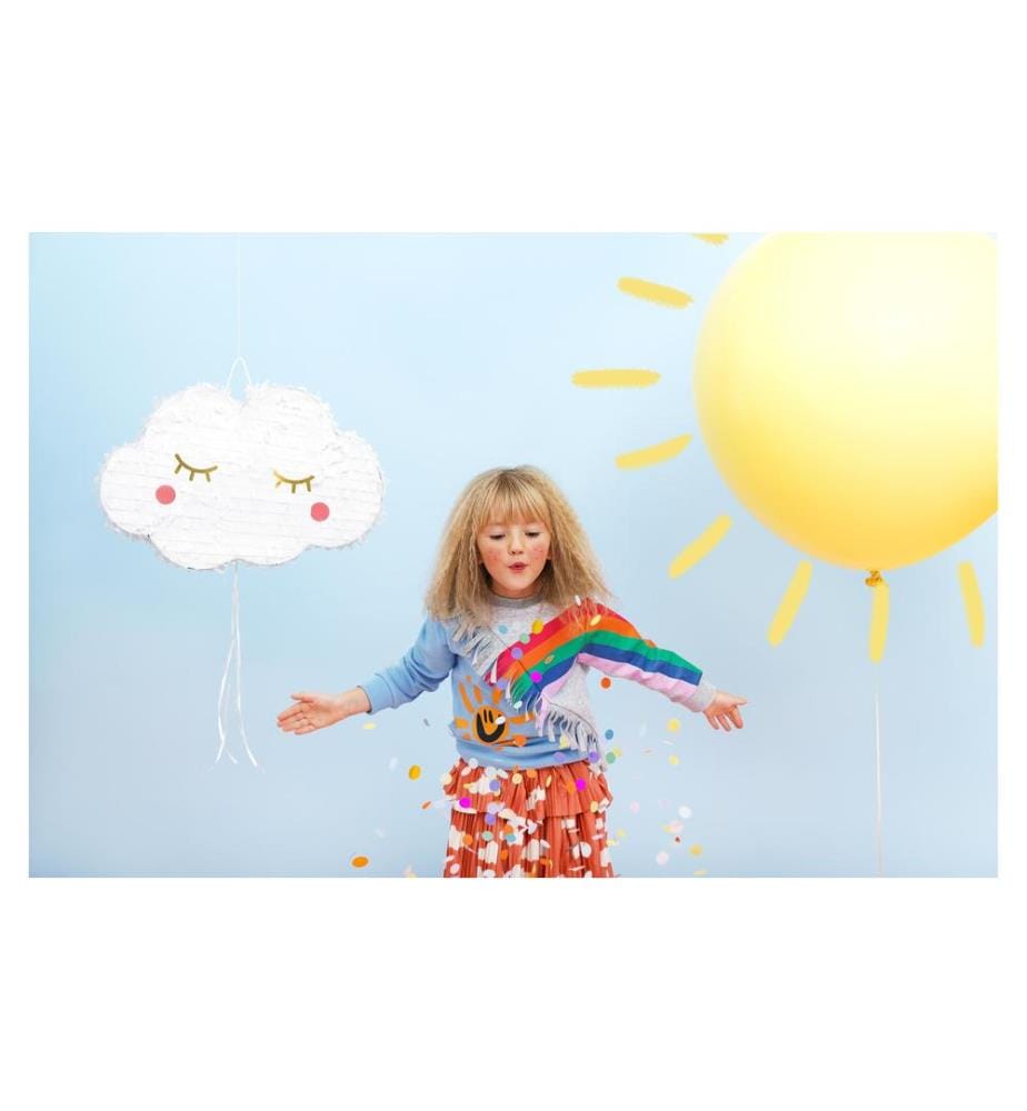 PARTYDECO - Pinata Wolke, 50 x 32 x 9 cm, Weiss, 1 Stück