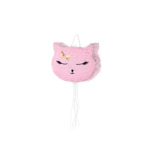 PARTYDECO - Pinata Katze, 35 x 27 x 9 cm, Rosa, 1 Stück