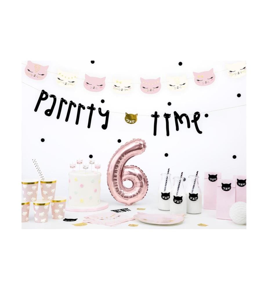 PARTYDECO - Girlande Katze 1.4 m, Rosa/Weiss