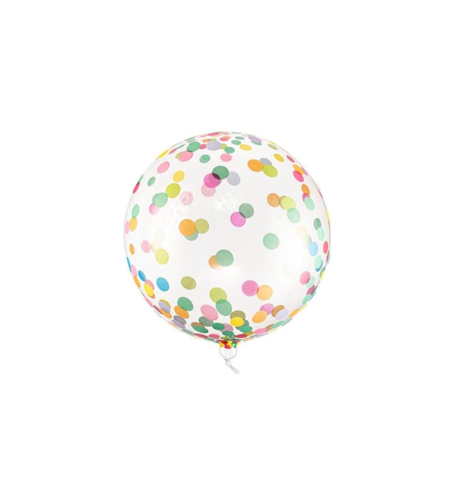 PARTYDECO - Folienballon Mehrfarbig/Transparent, mit farbigen Konfettis