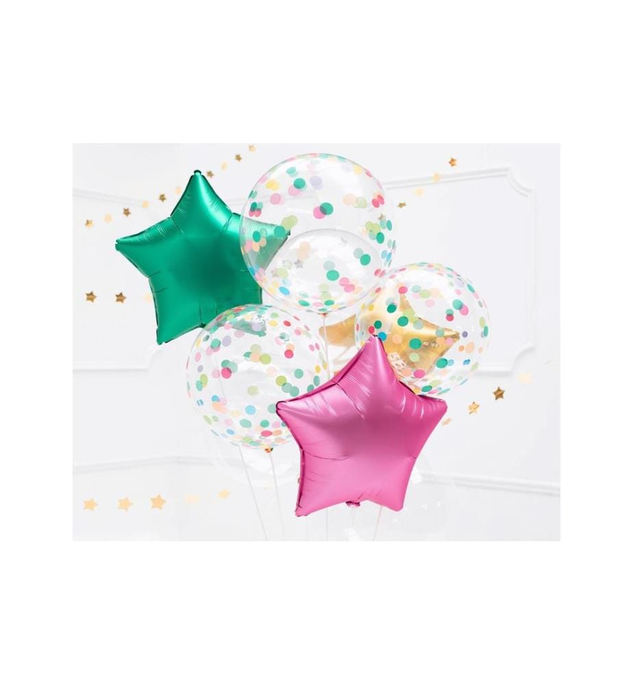 PARTYDECO - Folienballon Mehrfarbig/Transparent, mit farbigen Konfettis